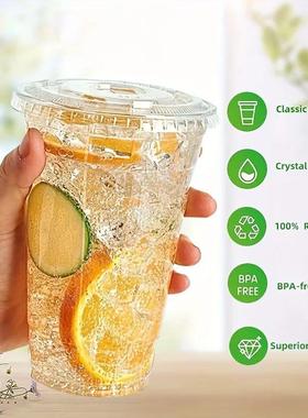 50Sets 12/16/20OZ Plastic Cups With Lids Clear Disposable Cu