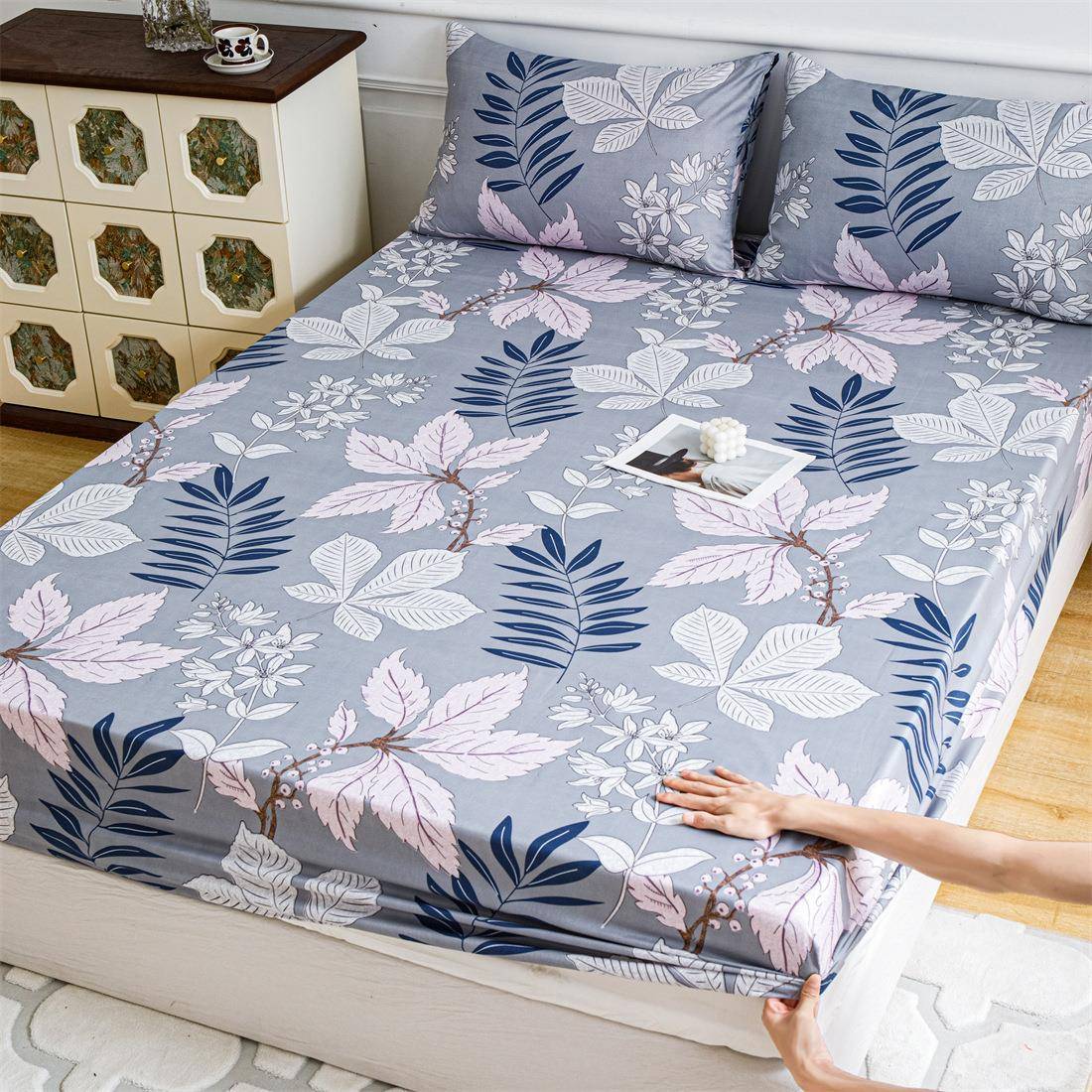 Bed sheet pillowcase bedding 花卉床笠枕套床上用品罩床保护套