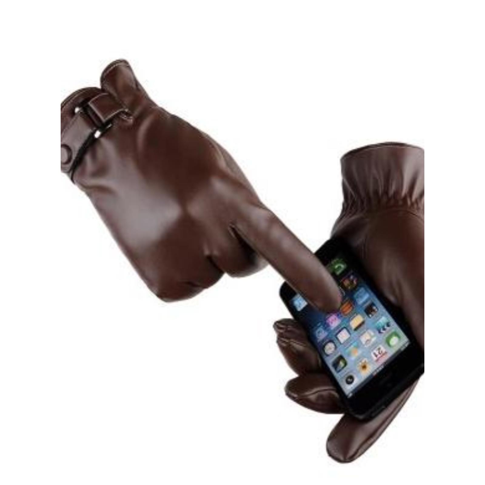 winter glove pu leather phone screen touch men gloves