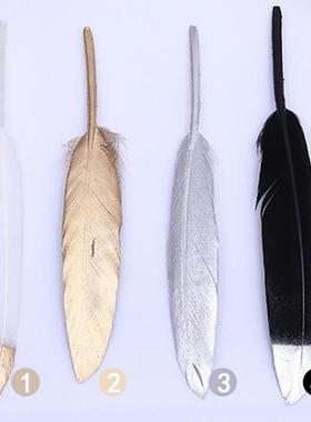 50pcs/bag Gold Plated Feathers 5-7inches for Christmas