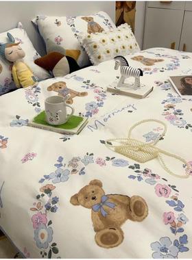 4 pcs bedD46 sheets set beddings cotton flat sheet pillowcas