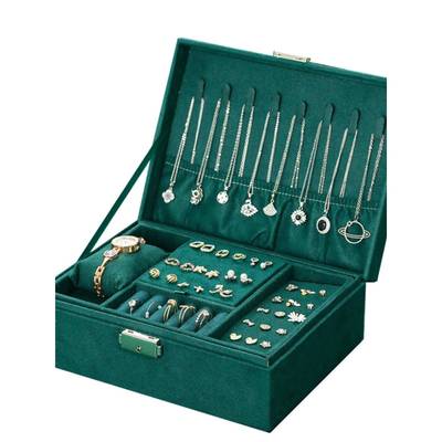 Retro velvet double-layer jewelry storagebox天鹅绒双层首饰盒