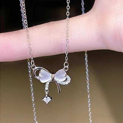 Bow tassel necklace, sweet and girlish collarbone chain项链
