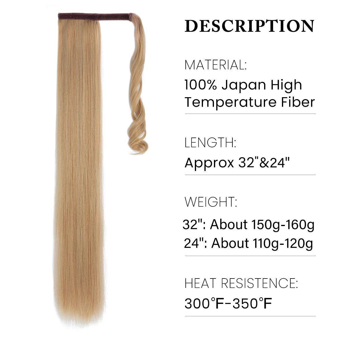 Synthetic Straight tail Hair Extension Clip in Fake Wig Hair