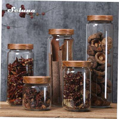 Glass Airtight Kitchen Storage Jar Sealed Food Container Gra