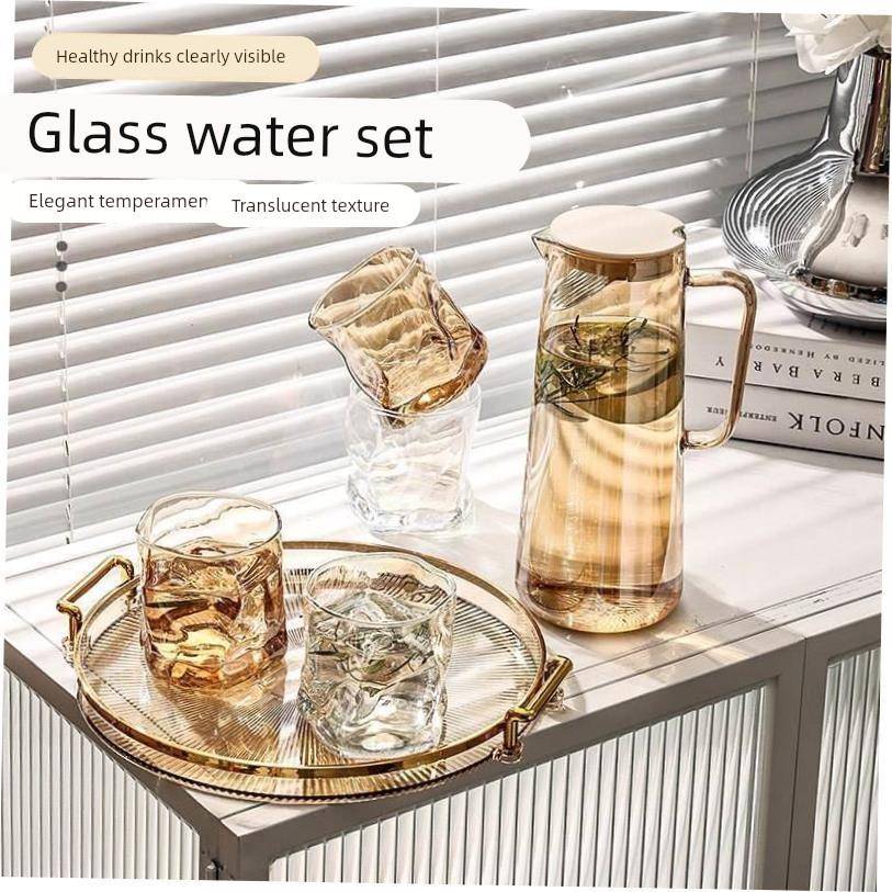Glass cup set beer cups with tray holder heat-resistant si