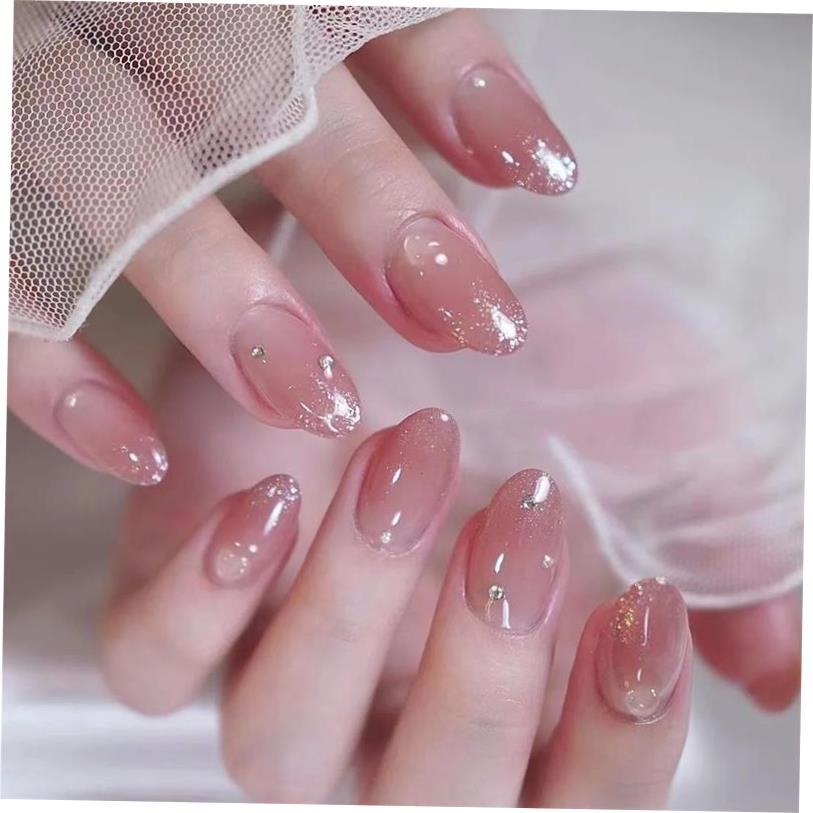 24pc wearable french gradient white orange nails set press o