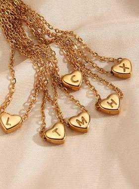 Ladies Minimalist Small Love Initial Necklace Jewelry Stainl