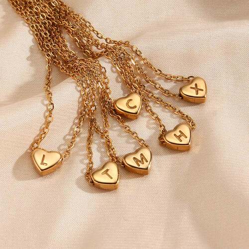 Ladies Minimalist Small Love Initial Necklace Jewelry Stainl