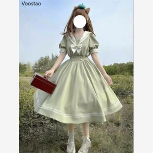 Japanese Soft Sister Cute Lolita Dress Women Sweet Puff Slee