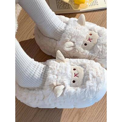 2024 Winter New Cute Sheep Cotton Slippers Anti slip