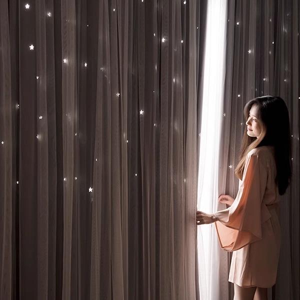 No Need to Punch Velcro Curtain Shading Yarn Window Curtains