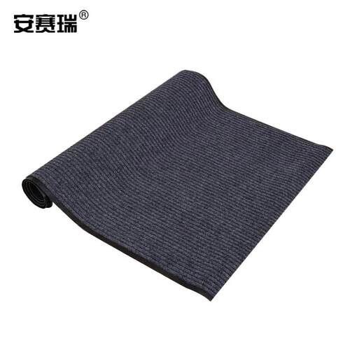 安赛瑞双条纹PVC复合地垫0.910m吸水防滑走道通道地垫灰色13702