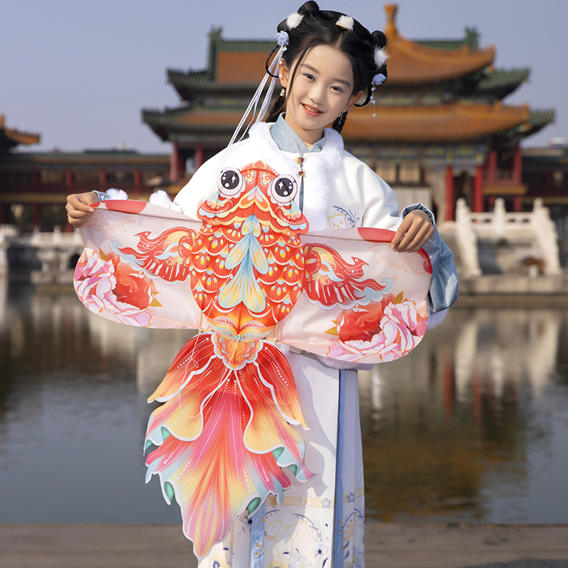 麦元传统复古国风立体金鱼风筝