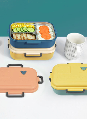 分隔型饭盒小巧学生上班族便当盒简约食堂日式可爱带饭不锈钢餐盒