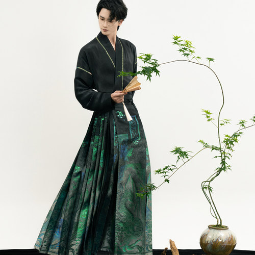 昭华赋汉服男装新中式原创汉元素对襟上衣中国风织金马面裙男款女