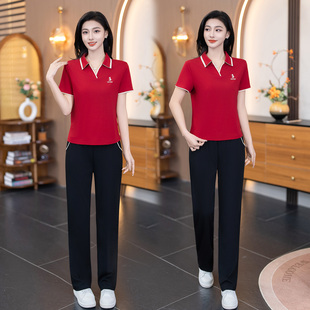 2026新款polo领运动套装女夏季短袖长裤休闲小个子两件套薄款透气