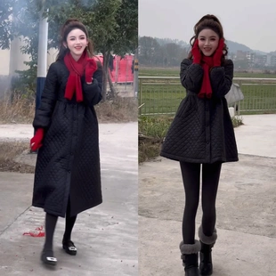 中长款收腰显瘦加厚保暖棉衣外套女冬季2025新款时尚洋气韩版棉服