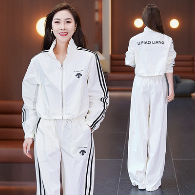 宽松休闲短款外套开衫阔腿裤两件套女春秋季新款时尚洋气时髦套装