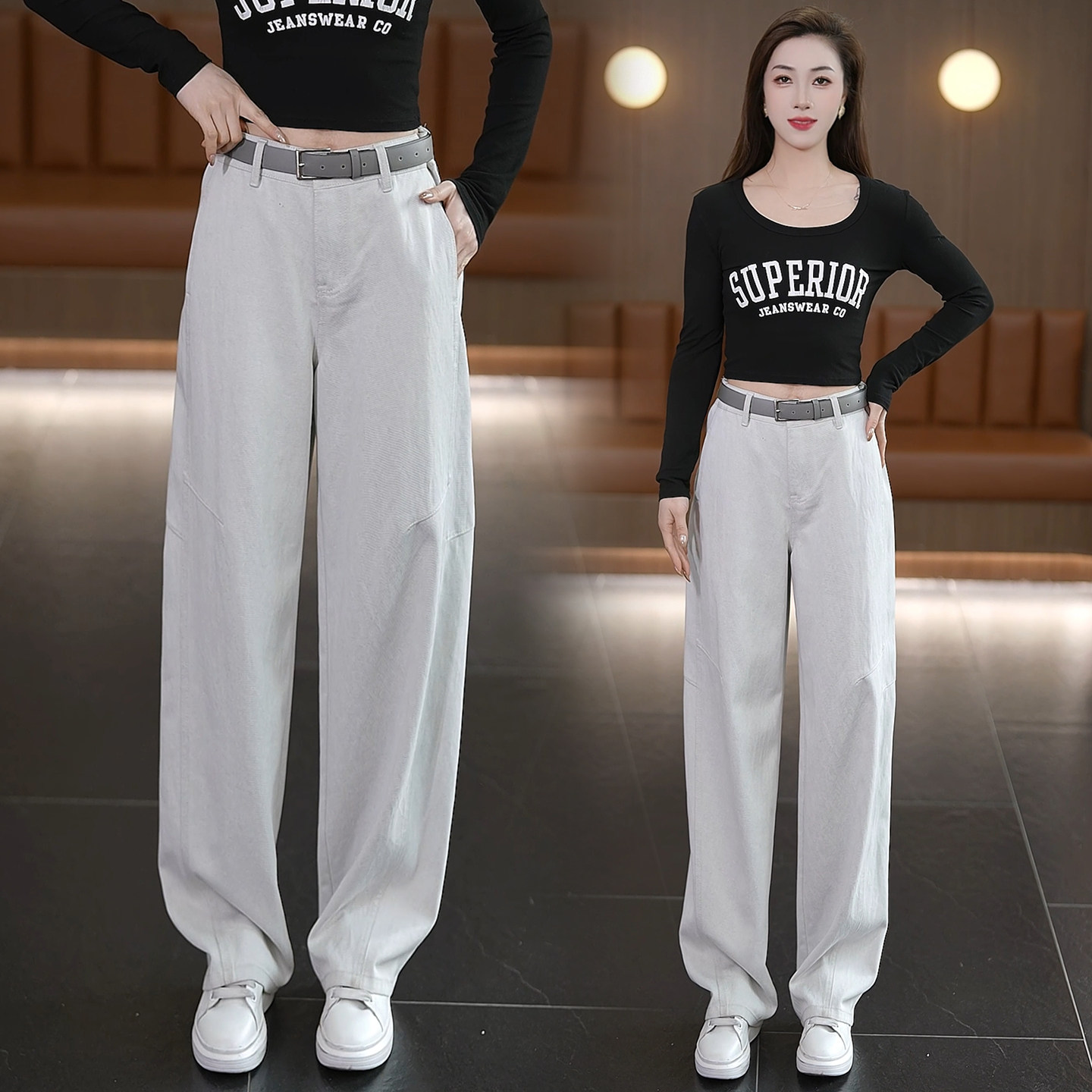 时尚宽松休闲牛仔弯刀裤女春季新款遮肉显瘦洋气百搭减龄阔腿长裤,女装/女士精品,休闲裤,淘宝优惠券,粉丝福利购,淘宝优惠卷