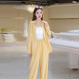 时尚洋气质高级感宽松薄款防晒衬衫套装女夏季新款减龄休闲两件套