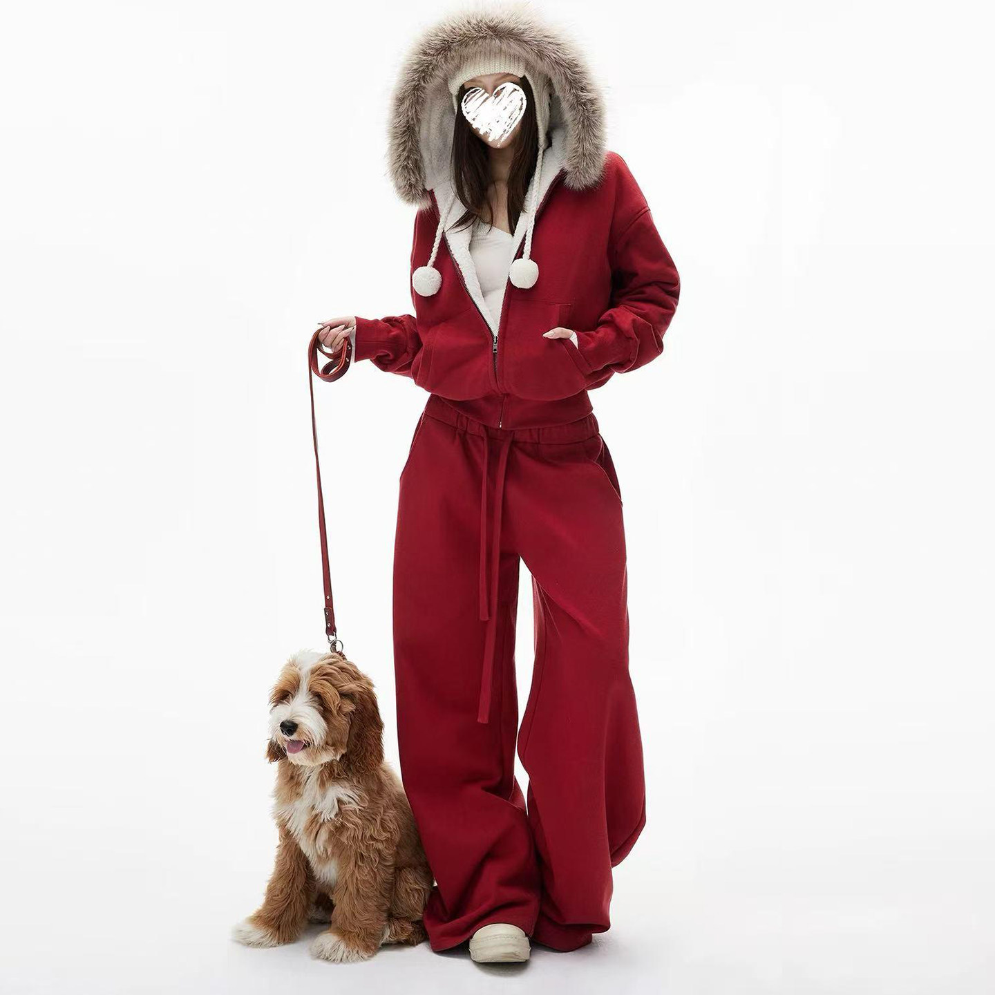 加厚加绒保暖连帽外套阔腿裤两件套女士冬季新款时尚洋气休闲套装,女装/女士精品,时尚套装,淘宝优惠券,粉丝福利购,淘宝优惠卷