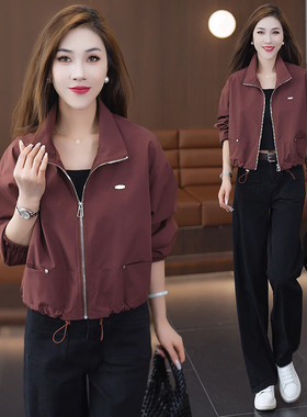 时尚休闲短款外套女2025春秋新款小个子宽松洋气遮肉显瘦开衫上衣