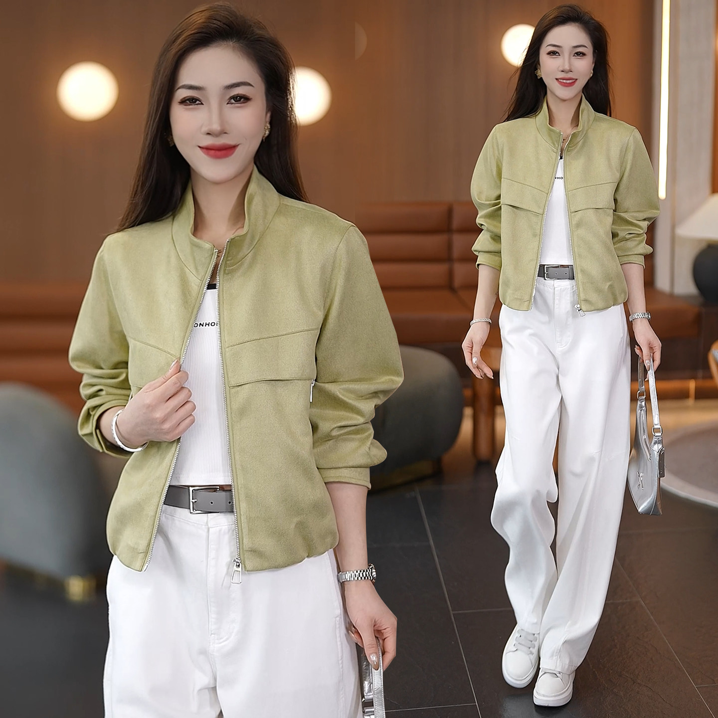 时尚休闲小个子短款麂皮绒外套女2026春季新款洋气质减龄开衫上衣,女装/女士精品,短外套,淘宝优惠券,粉丝福利购,淘宝优惠卷