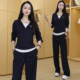 宽松型洋气运动套装 时尚 新款 两件套女2026春季 休闲连帽卫衣直筒裤