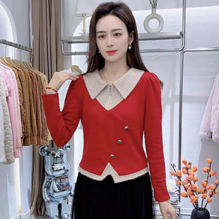 时尚洋气翻领修身显瘦小个子衬衣女秋冬新款加绒短款内搭打底衬衫