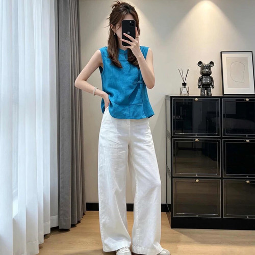 新中式无袖上衣阔腿裤两件套女2026夏季新款时尚气质洋气显瘦套装