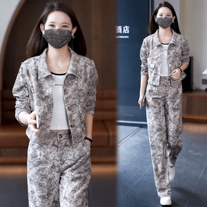 时尚休闲阔腿裤两件套女秋季2024新款洋气减龄韩版减龄小香风套装