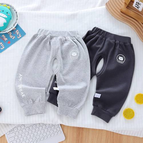 宝宝春秋季纯棉外穿开裆裤