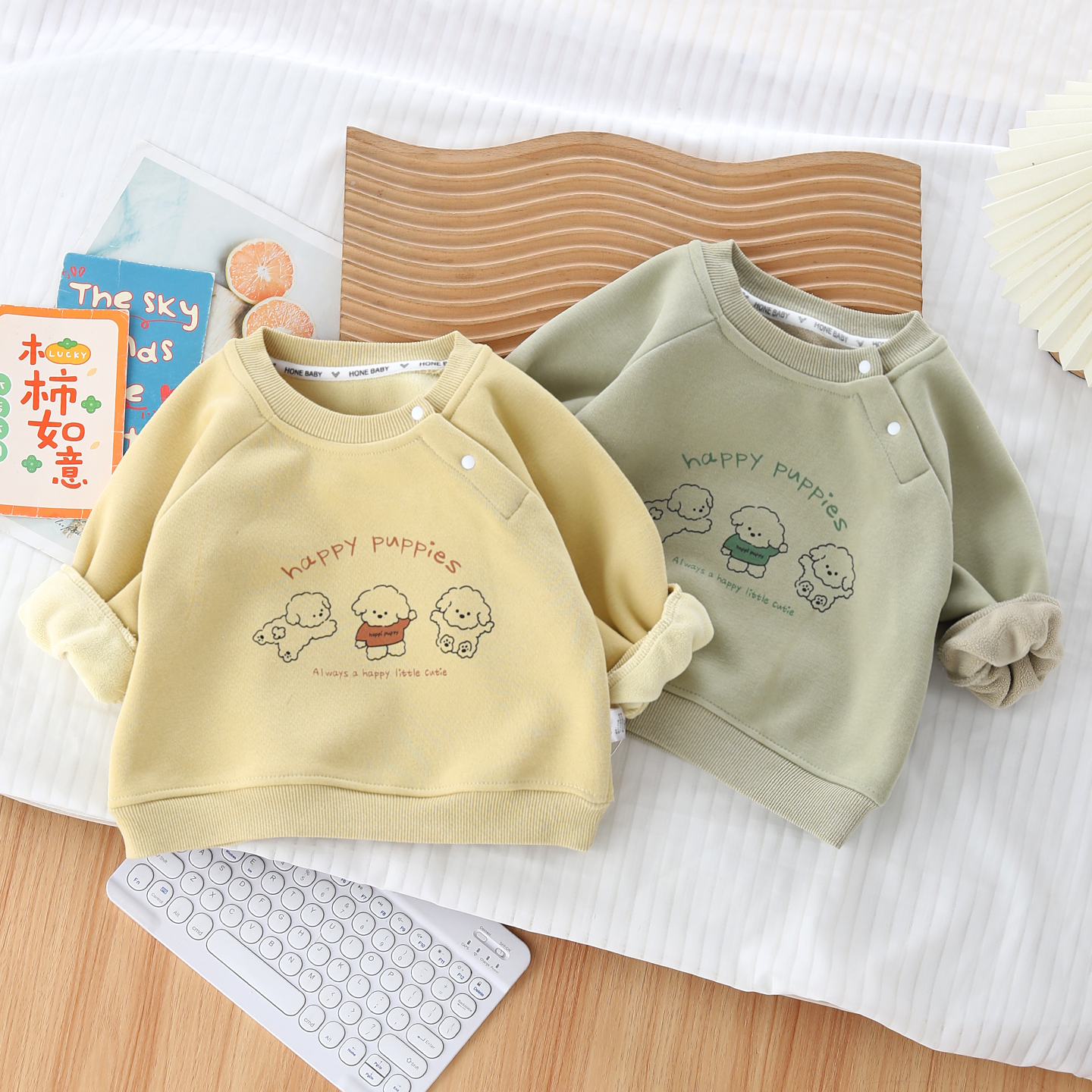 宝宝加绒卫衣秋冬季加厚一体绒儿童保暖上衣男童小月龄婴儿打底衫