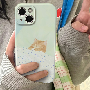 小众网红 15promax手机壳华为pura70菲林小米13红米k60软vivoS19硬iqooneo9畅享6 可爱睡觉猫咪适用iPhone16