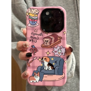 ins双层苹果16手机壳iPhone15菲林14promax二合一13格纹小狗12 11苹果vivo华为oppo小米一加魅族荣耀红米