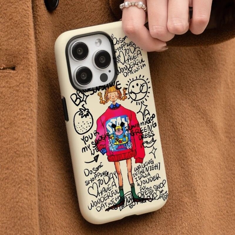 英文女孩适用苹果16promax手机壳15pro二合一14韩风13小众12防摔苹果vivo华为oppo小米一加魅族荣耀红米