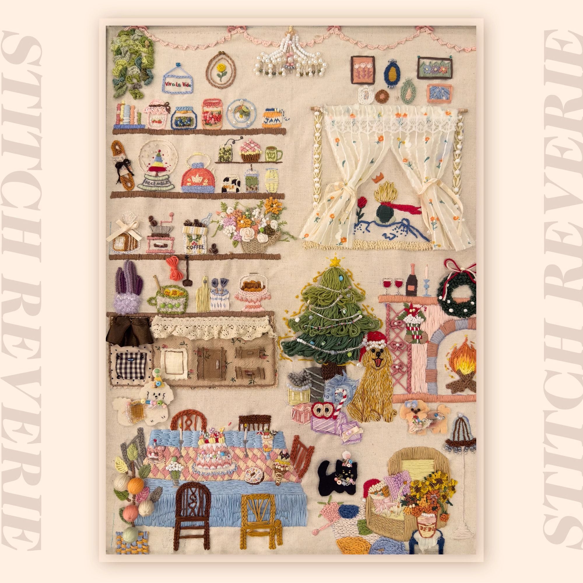 木质拼图《缝合幻想》 500 片创意刺绣作品ins风治愈玩具带框送礼