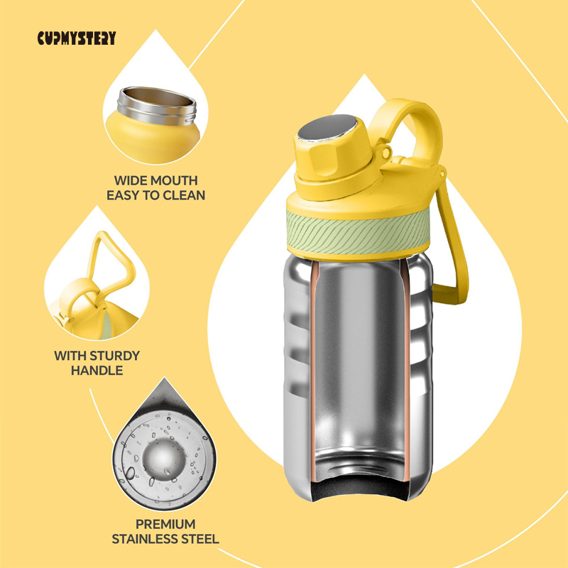cupmystery跨境新款高颜值便携355ml保温杯可爱不锈钢吸管保温杯