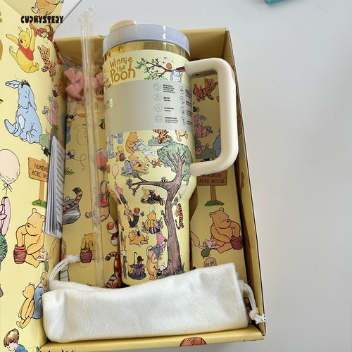 cupmystery爆款冰霸杯维尼小熊高颜值大容量保温保冷车载不锈钢杯