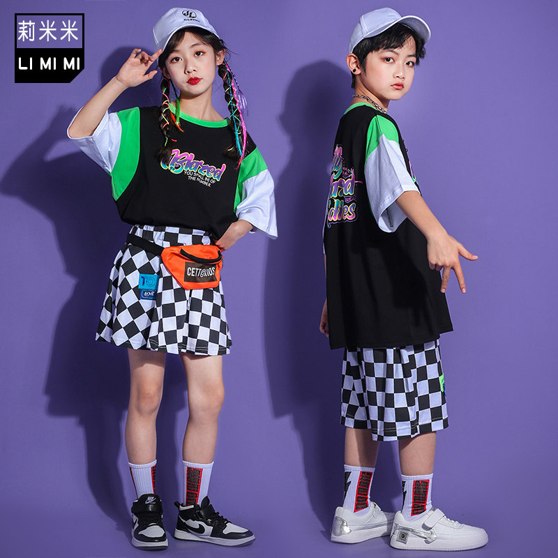 儿童啦啦队演出服女童爵士舞潮服男童嘻哈街舞套装六一走秀表演服