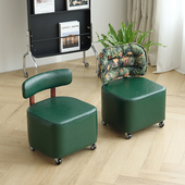 万向轮小凳子家用客厅滑轮矮凳靠背小板凳椅子门口换鞋 凳旋转坐凳