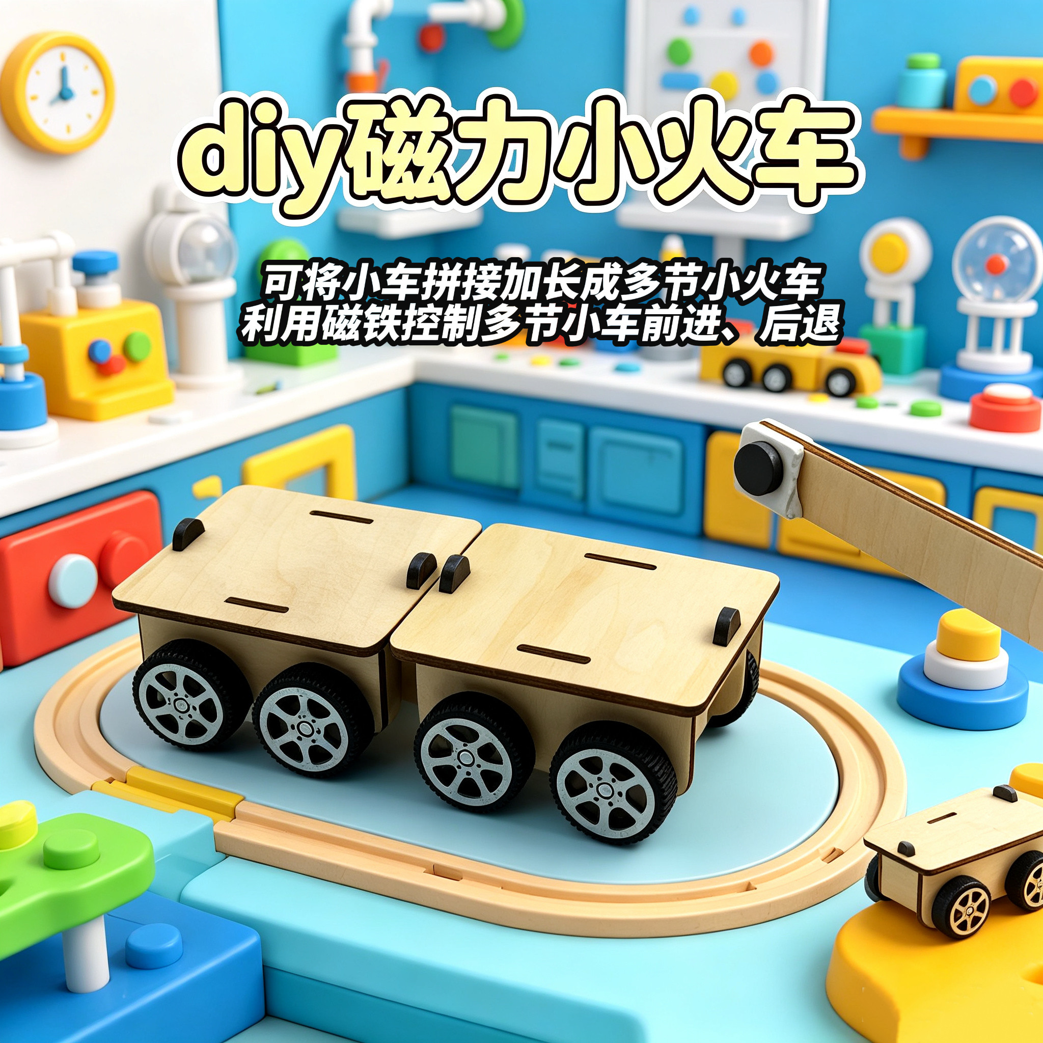 可拼接磁力小车科技小制作