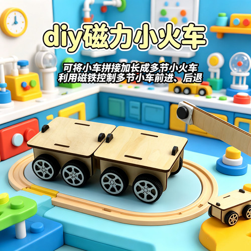 可拼接磁力小车科技小制作