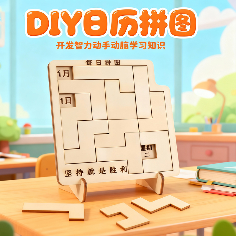 高难度益智烧脑日历拼超高难度12岁以上男孩木质平图儿童益智玩具