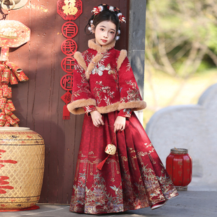 汉服女童冬装2026新款拜年服国风冬季加绒加厚儿童喜庆新年过年服