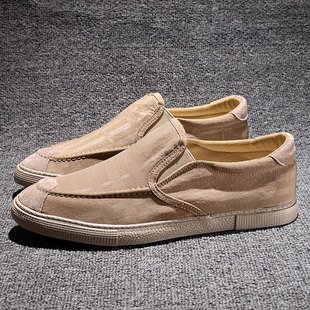 春夏季 老北京布鞋 棉麻透气男式 一脚蹬懒人英伦板鞋 百搭休闲鞋 男鞋