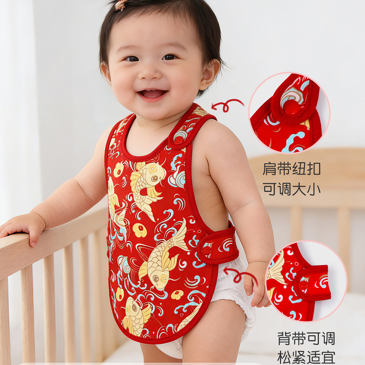 婴儿肚兜纯棉秋冬季双层新生小兜兜儿童宝宝护肚子肚围夏天红腹围