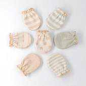 婴幼儿防抓手套新生儿童彩棉春秋夏手套宝宝可调节护小手套四季