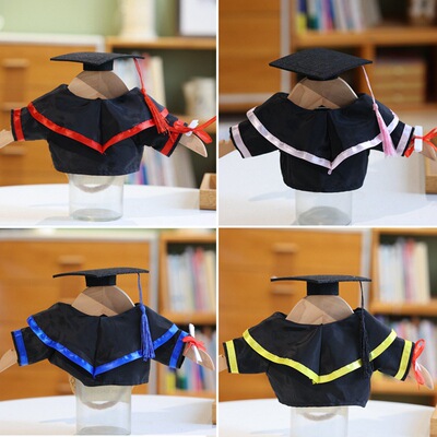 童博士熊衣服毕业季玩偶小熊娃娃毛绒玩具公仔学士帽可印字服饰